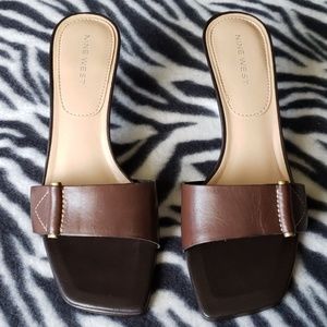 Nine west brown slip on sandal size 7